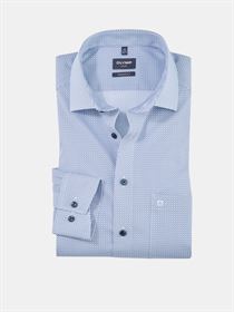 Olymp blå print skjorte. Modern Fit 1255 34 11
